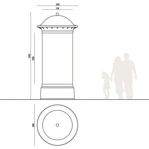 Panou pentru afisaj stradal cilindric UMM905 schita dimensiuni