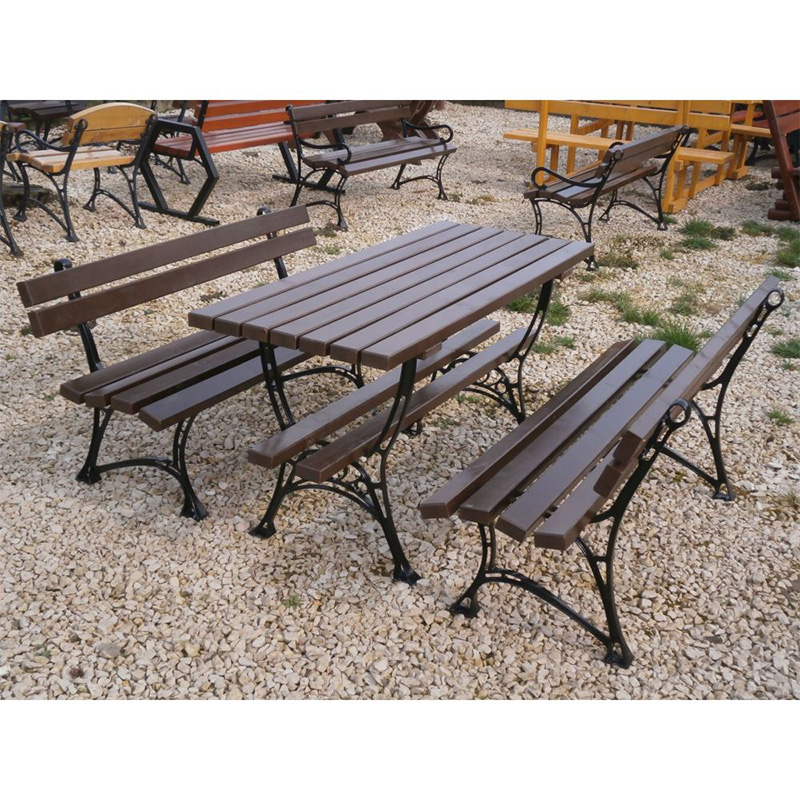 Set pentru terase cu doua banci si o masa din aluminiu si lemn UM1688