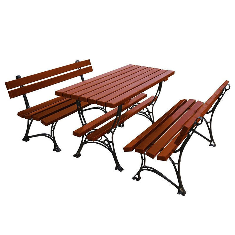 Set pentru terase cu doua banci si o masa din aluminiu si lemn UM1688