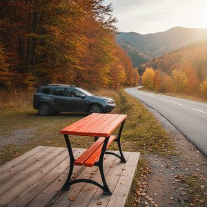 Masa dreptunghiulara pentru terasa cu picioare din fonta UM1685 popas sosea