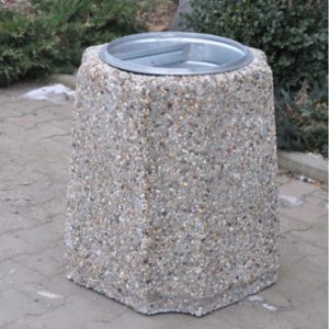 Cos stradal patrat din beton cu o cuva rotunda UM1867