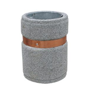Cos stradal rotund din beton cu o banda de cupru sau inox UM1861