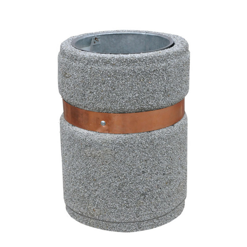 Cos stradal rotund din beton cu o banda de cupru sau inox UM1861