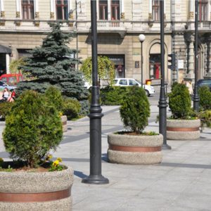 Jardiniera rotunda medie din beton cu sau fara banda UM1895