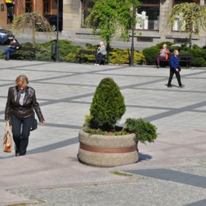 Jardiniera rotunda medie din beton cu sau fara banda UM1895