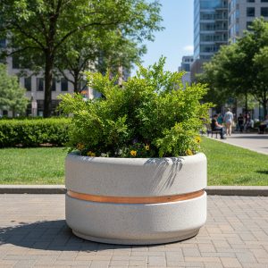Jardiniera rotunda mare din beton cu sau fara accesorii UM1890