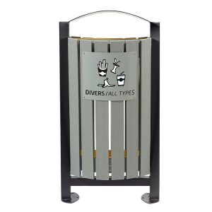 Cos stradal de colectare selectiva din otel cu rigle din plastic reciclat UM2852