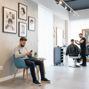 Scaun de asteptare cu sezut din piele UMM085 salon coafor frizerie