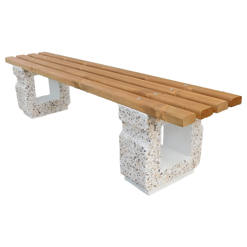 Banca stradala din beton cu sezut din lemn UMF106 urban market srl