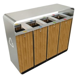 Cos colectare selectiva din otel inoxidabil si lemn UME10, Urban Market