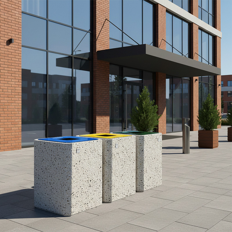 Cos stradal de gunoi selectiv din beton UMK318 centru comercial