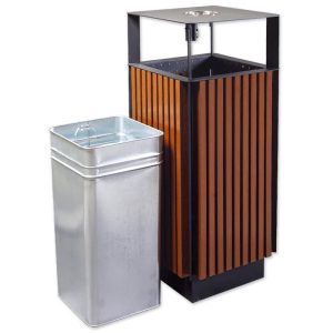 Cos de gunoi din otel cu rigle din plastic compozit si scrumiera UMB107