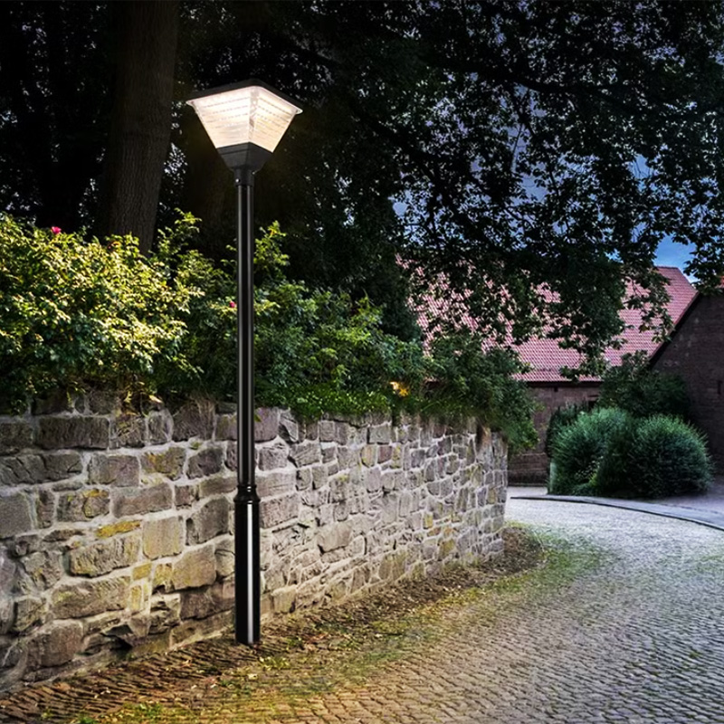 Lampa de gradina led cu unitate solara si electrica cu stalp pentru exterior UM4300