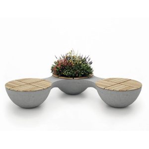Banca stradala din beton rotunda cu jardiniera UMJM104