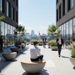 Banca stradala din beton UMJM103 design modern circulara