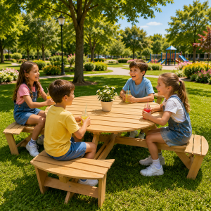 Set picnic masa rotunda cu scaune UMMA02 - Urban Market SRL