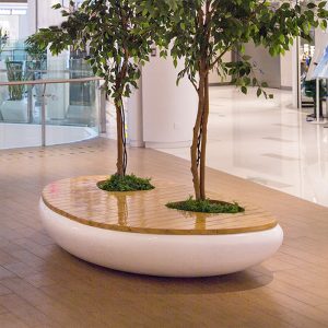 Banca cu jardiniera din fibra de sticla GRP UMH01 centru comercial mall