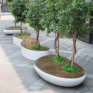 Banca cu jardiniera din fibra de sticla GRP UMH012 modele gama interior exterior