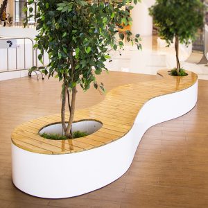 Banca cu jardiniera din fibra de sticla GRP UMH012 amnejarae spatiu interior