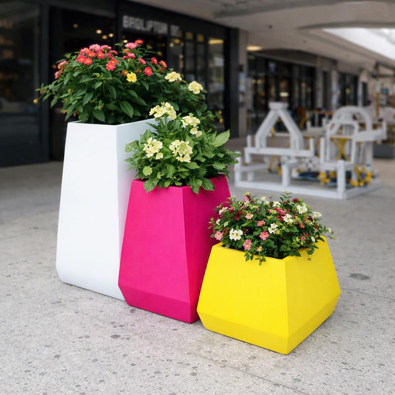 Set 3 jardiniere din fibra de sticla GRP UMH014 exterior interior
